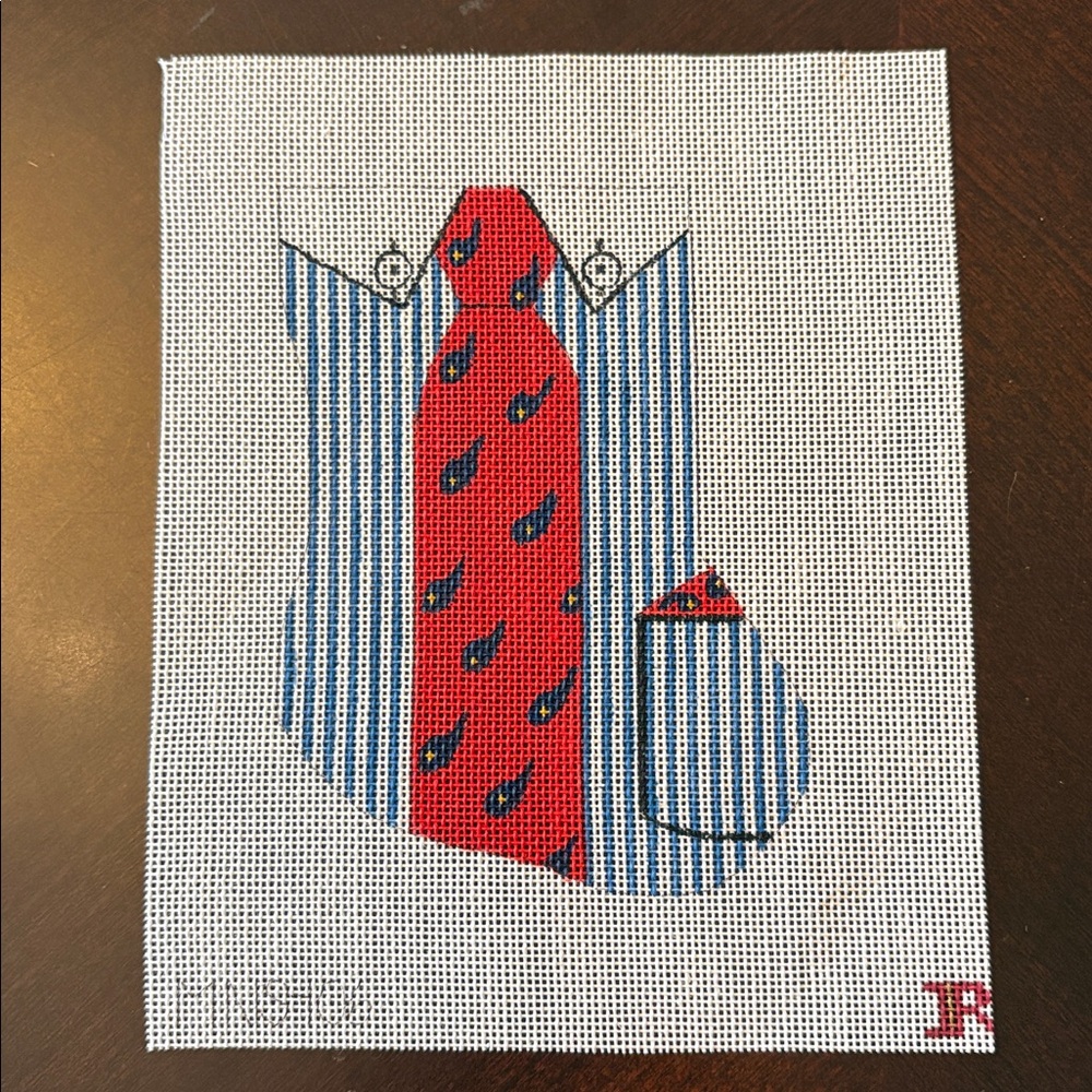 Shirt and Tie mini stocking Handpainted Needlepoint Canvas 18 mesh gentleman